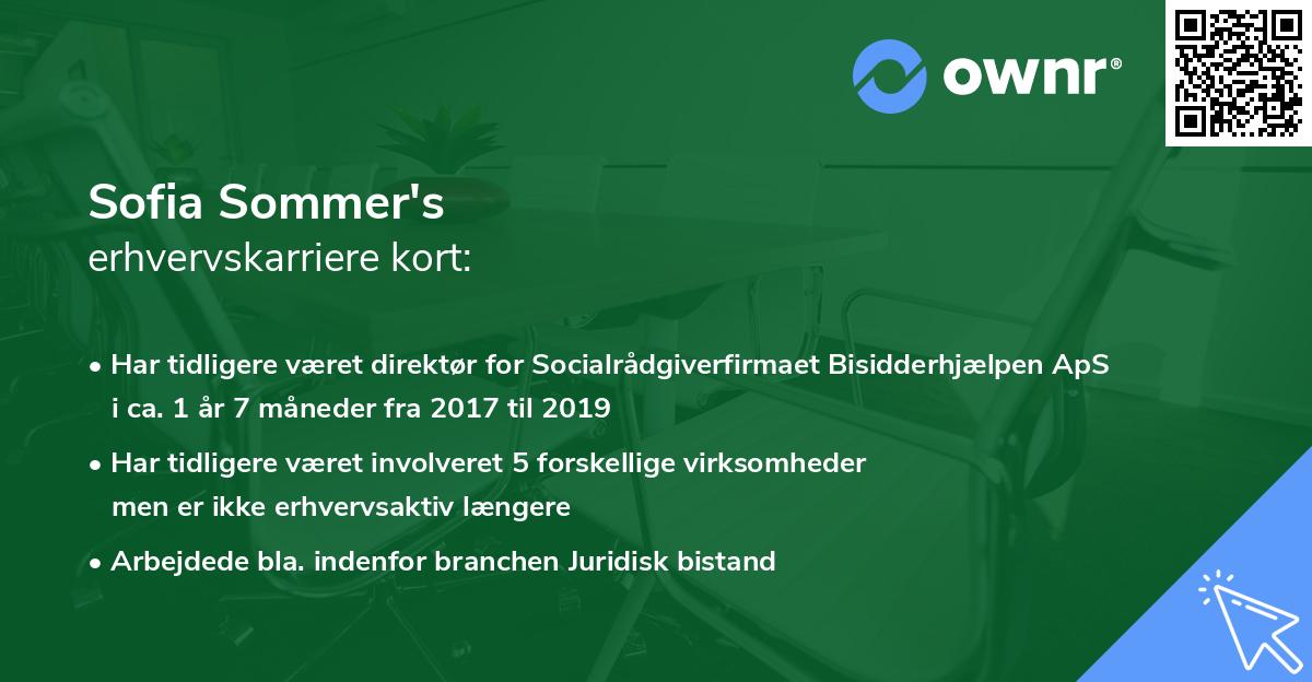 Sofia Sommer's erhvervskarriere kort