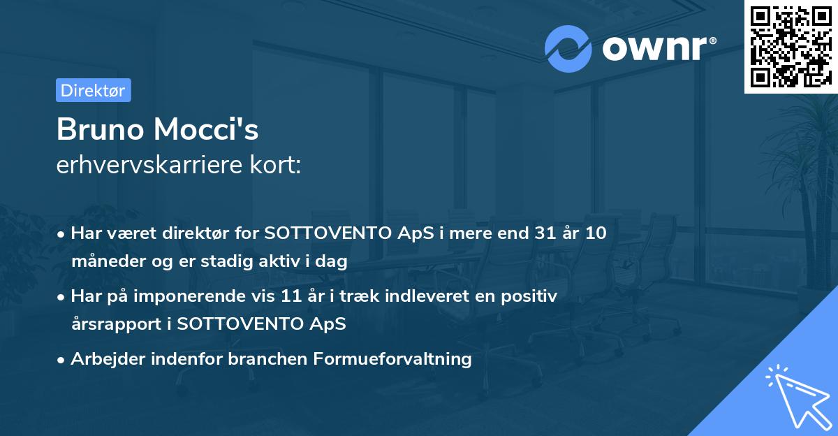 Bruno Mocci's erhvervskarriere kort