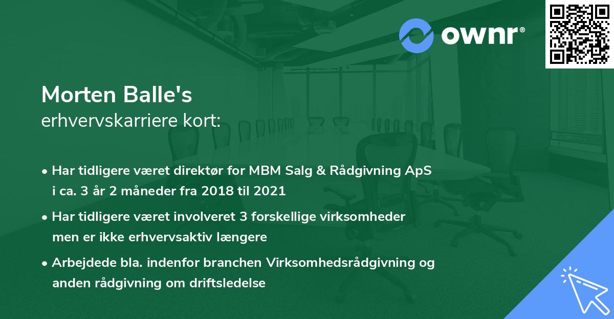 Morten Balle's erhvervskarriere kort