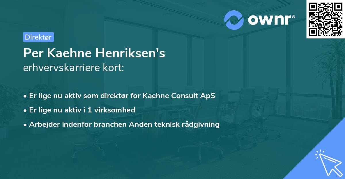 Per Kaehne Henriksen's erhvervskarriere kort