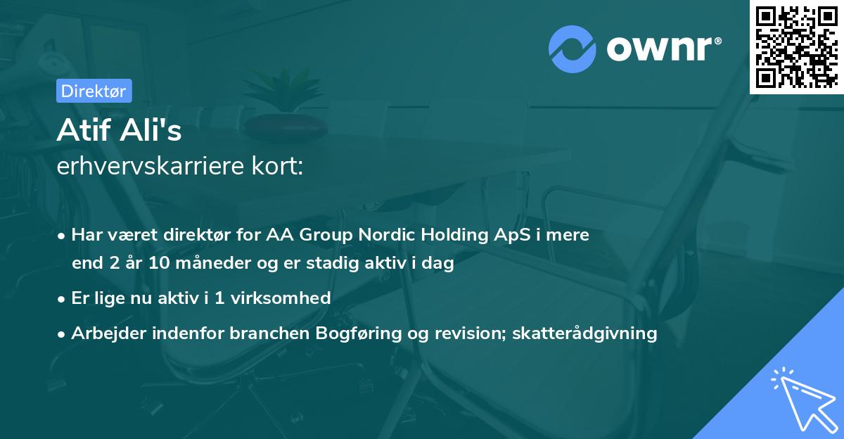 Atif Ali's erhvervskarriere kort