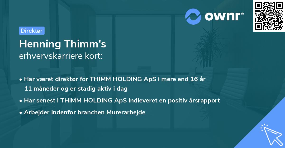 Henning Thimm's erhvervskarriere kort