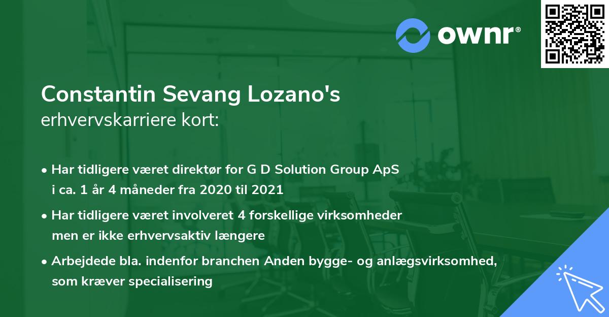 Constantin Sevang Lozano's erhvervskarriere kort