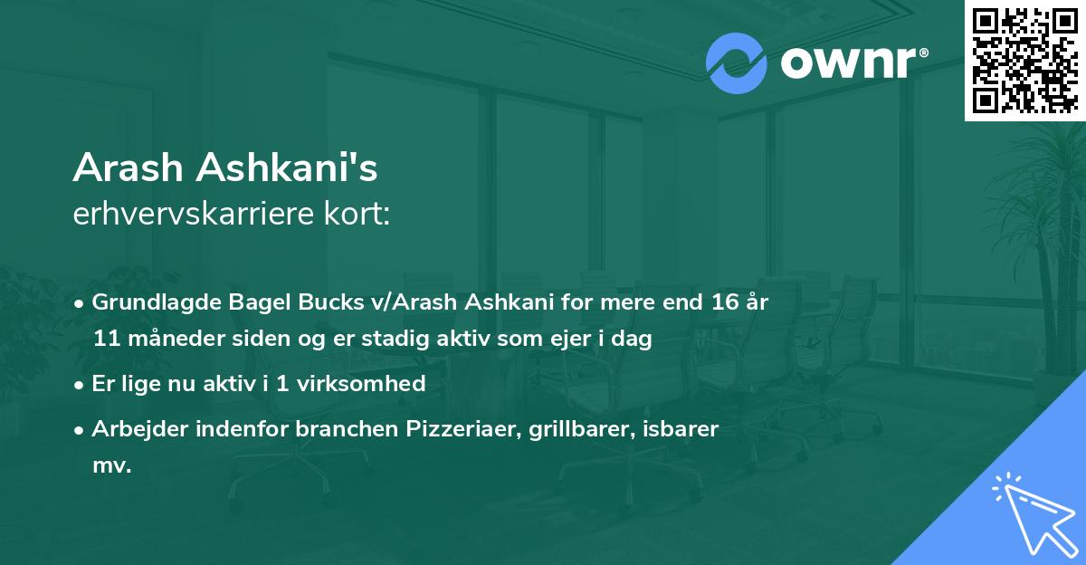 Arash Ashkani's erhvervskarriere kort