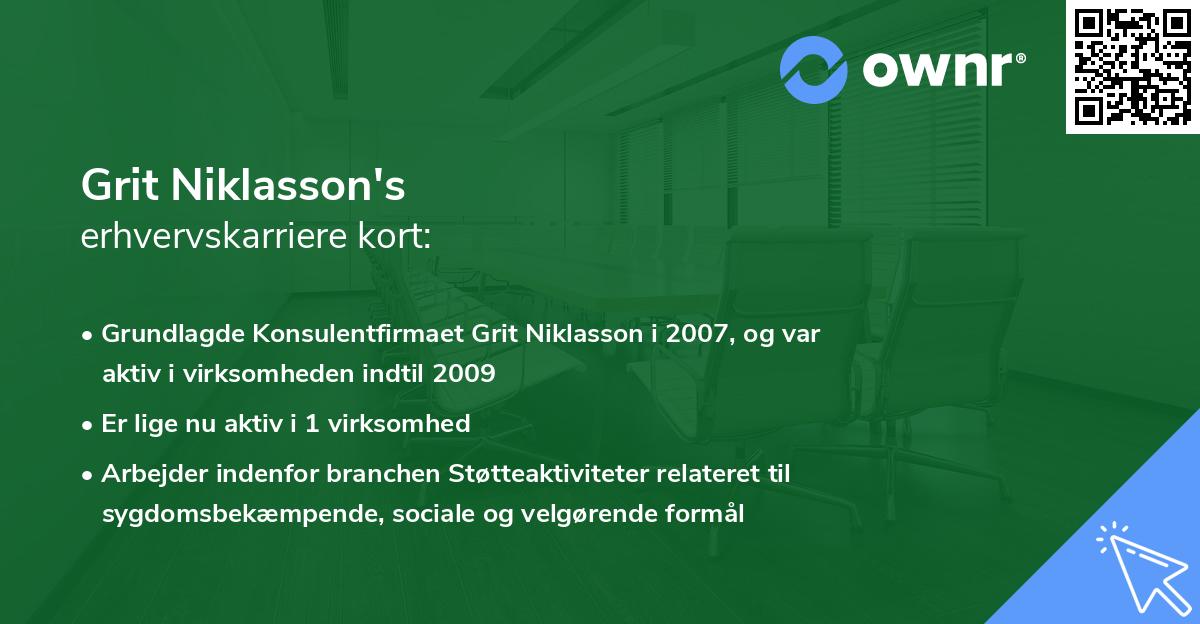 Grit Niklasson's erhvervskarriere kort