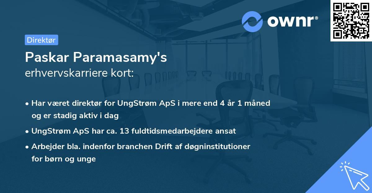 Paskar Paramasamy's erhvervskarriere kort