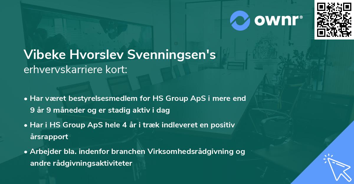 Vibeke Hvorslev Svenningsen's erhvervskarriere kort