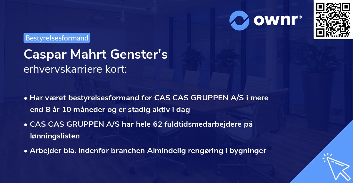 Caspar Mahrt Genster's erhvervskarriere kort