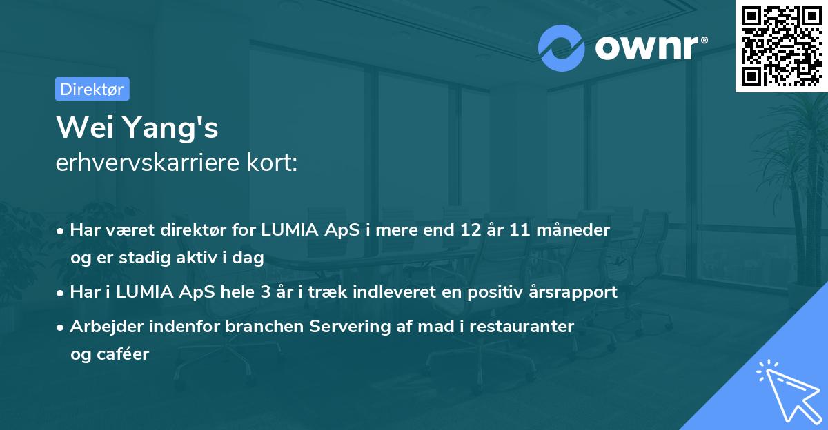 Wei Yang's erhvervskarriere kort