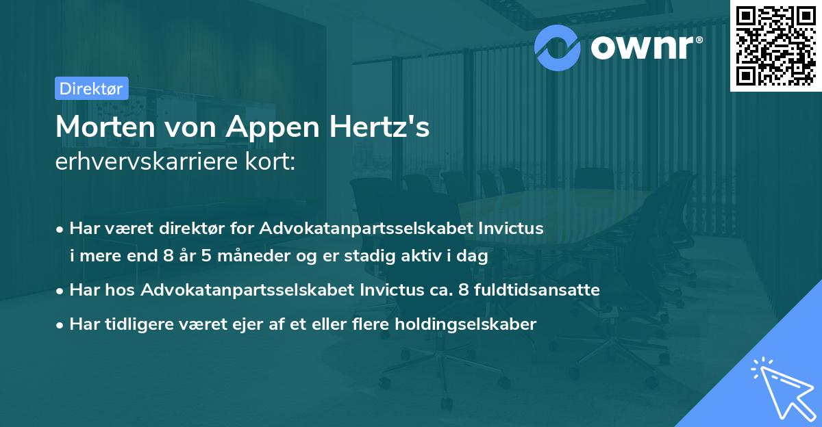 Morten von Appen Hertz's erhvervskarriere kort