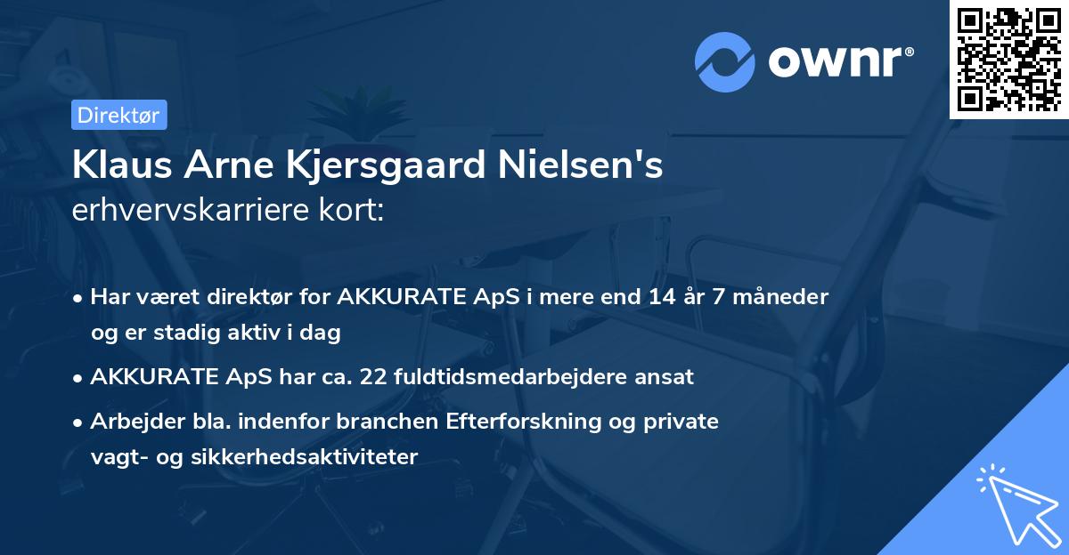 Klaus Arne Kjersgaard Nielsen's erhvervskarriere kort