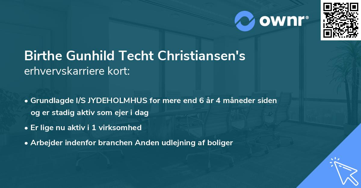 Birthe Gunhild Techt Christiansen's erhvervskarriere kort