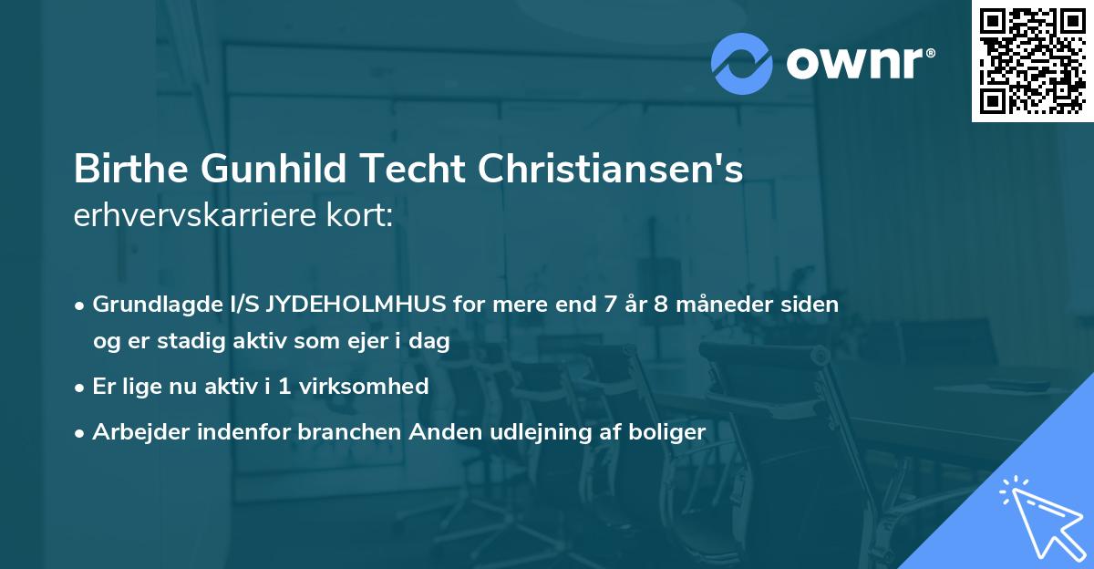 Birthe Gunhild Techt Christiansen's erhvervskarriere kort