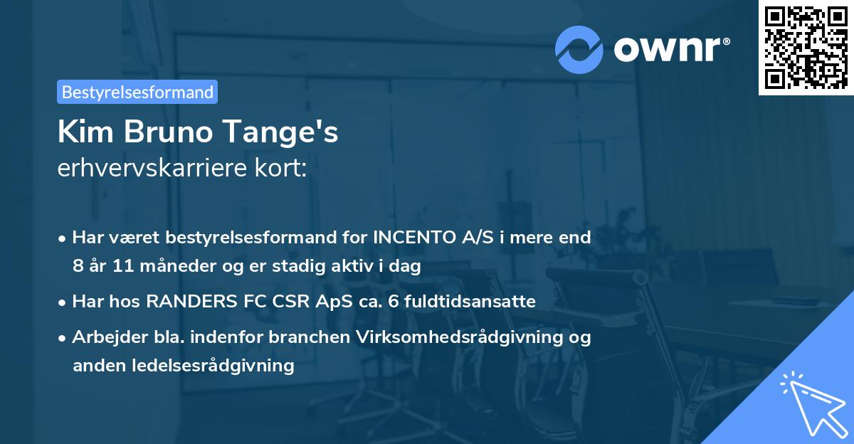 Kim Bruno Tange's erhvervskarriere kort