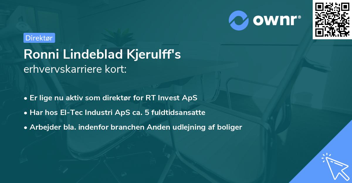 Ronni Lindeblad Kjerulff's erhvervskarriere kort