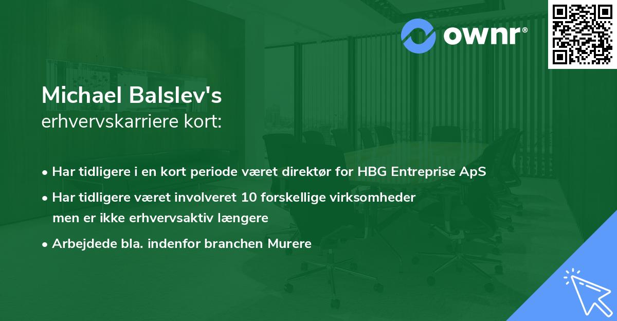 Michael Balslev's erhvervskarriere kort