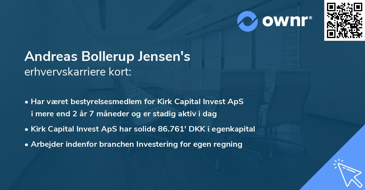 Andreas Bollerup Jensen's erhvervskarriere kort