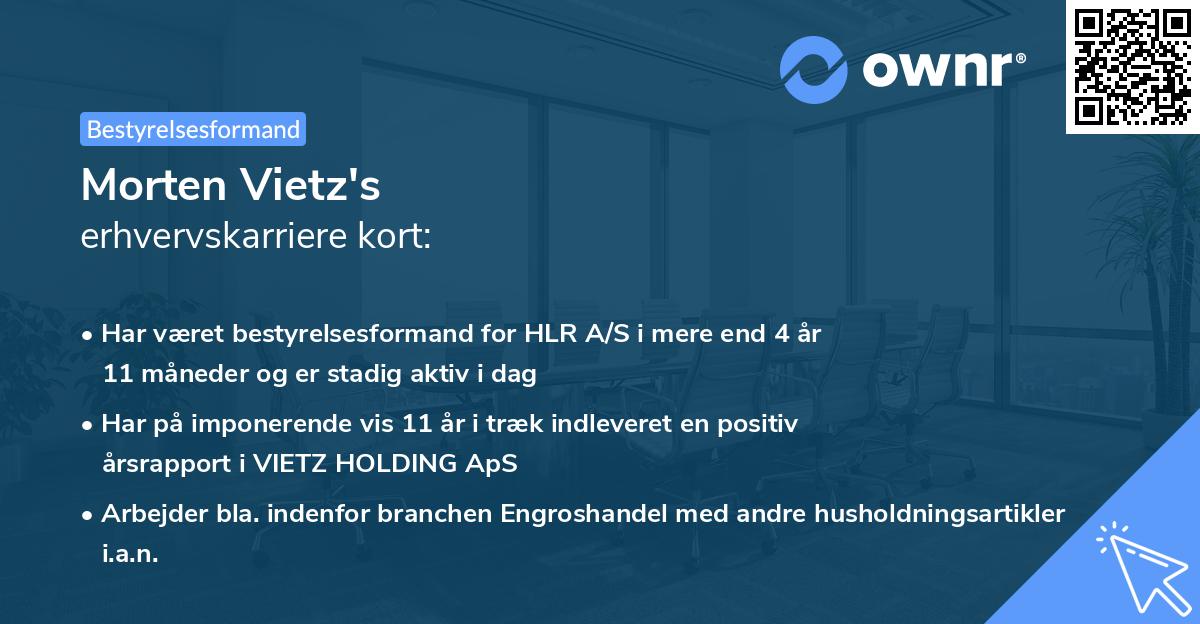 Morten Vietz's erhvervskarriere kort