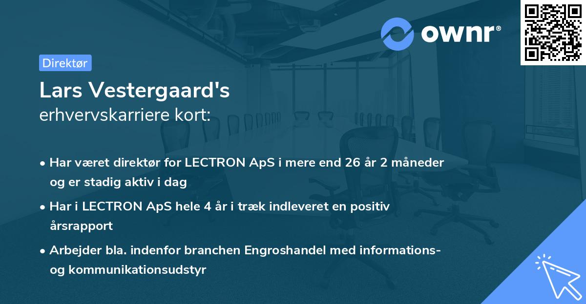 Lars Vestergaard's erhvervskarriere kort