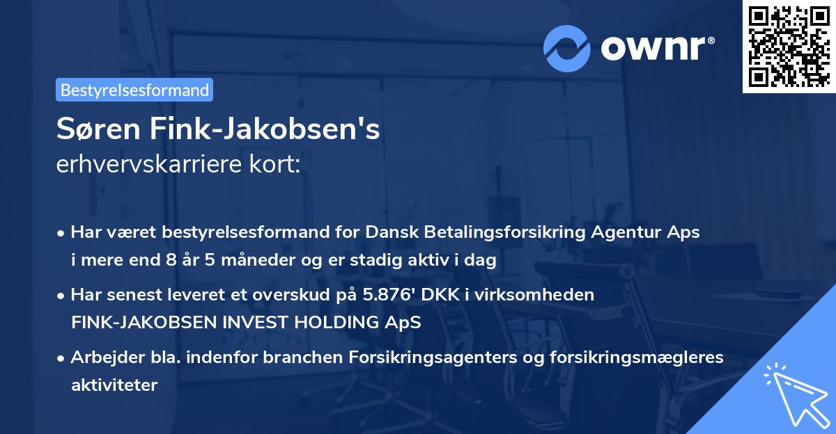 Søren Fink-Jakobsen's erhvervskarriere kort