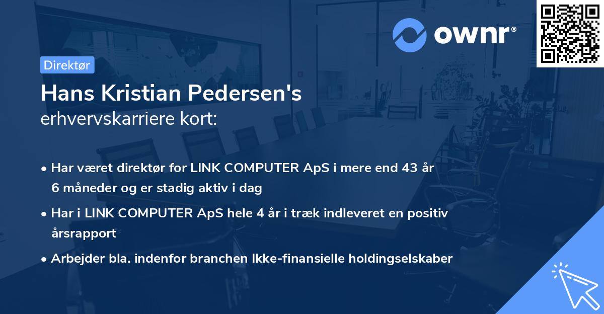 Hans Kristian Pedersen's erhvervskarriere kort