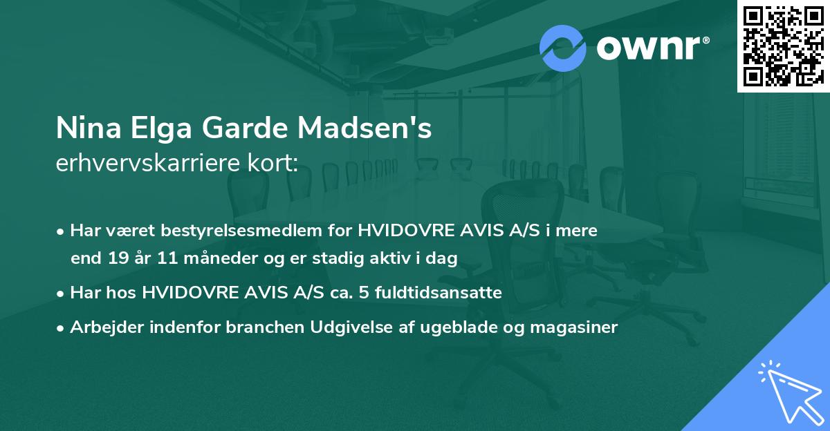 Nina Elga Garde Madsen's erhvervskarriere kort
