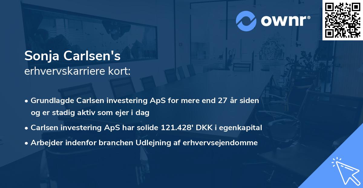 Sonja Carlsen's erhvervskarriere kort