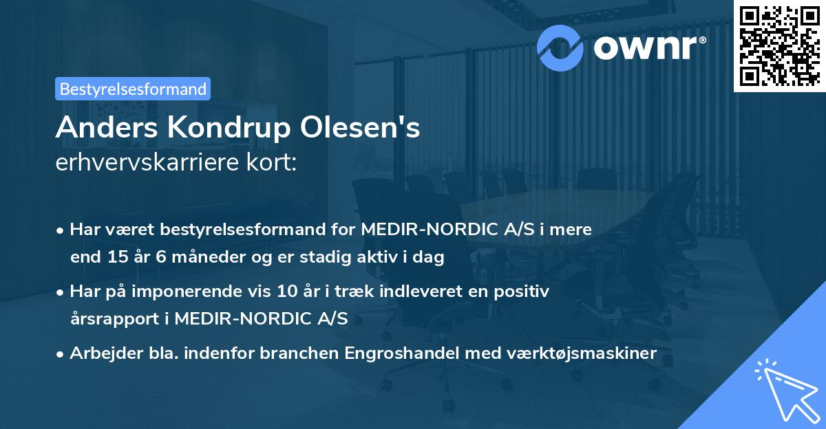 Anders Kondrup Olesen's erhvervskarriere kort