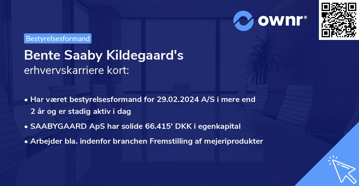 Bente Saaby Kildegaard's erhvervskarriere kort