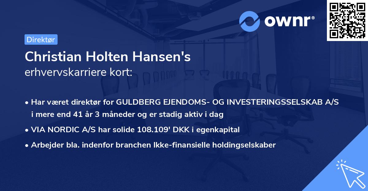 Christian Holten Hansen's erhvervskarriere kort