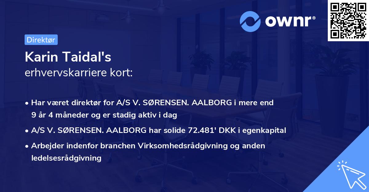 Karin Taidal's erhvervskarriere kort
