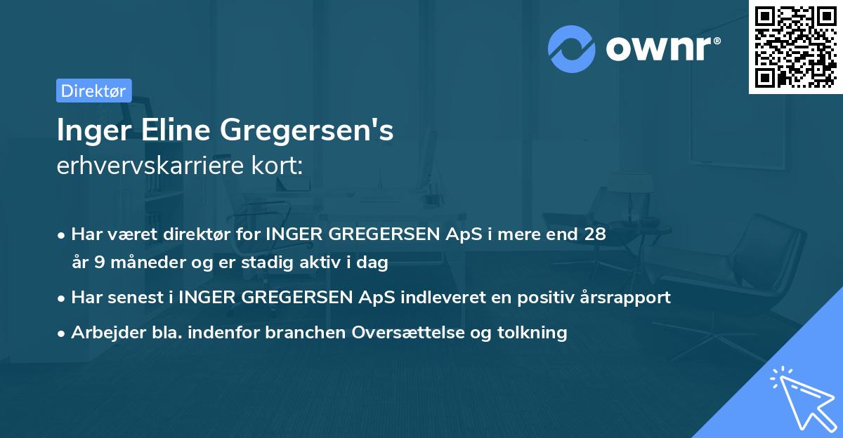 Inger Eline Gregersen's erhvervskarriere kort