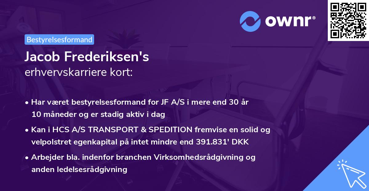 Jacob Frederiksen's erhvervskarriere kort