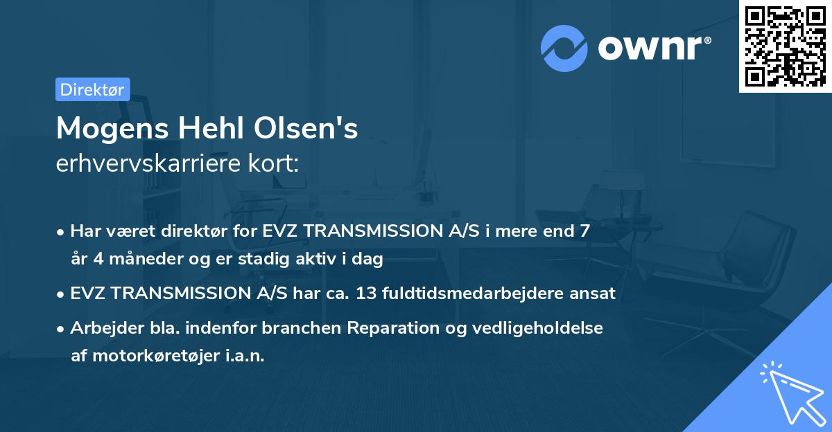 Mogens Hehl Olsen's erhvervskarriere kort
