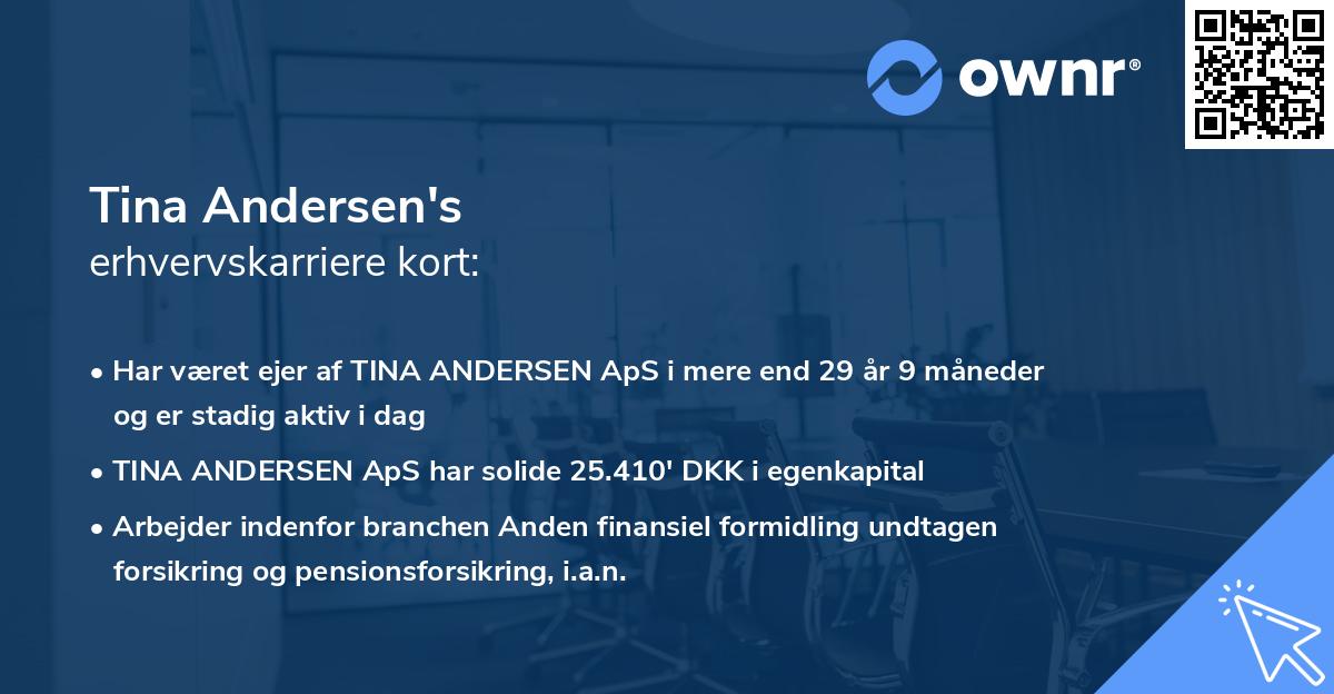 Tina Andersen's erhvervskarriere kort