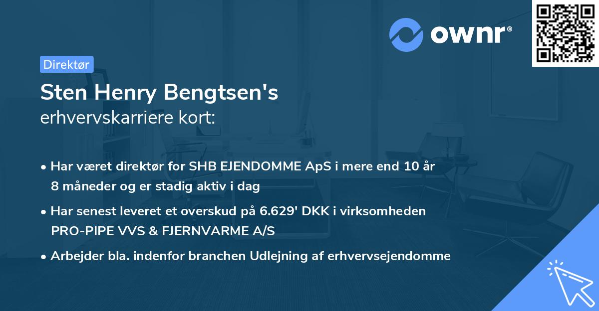 Sten Henry Bengtsen's erhvervskarriere kort