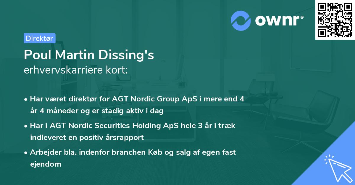 Poul Martin Dissing's erhvervskarriere kort