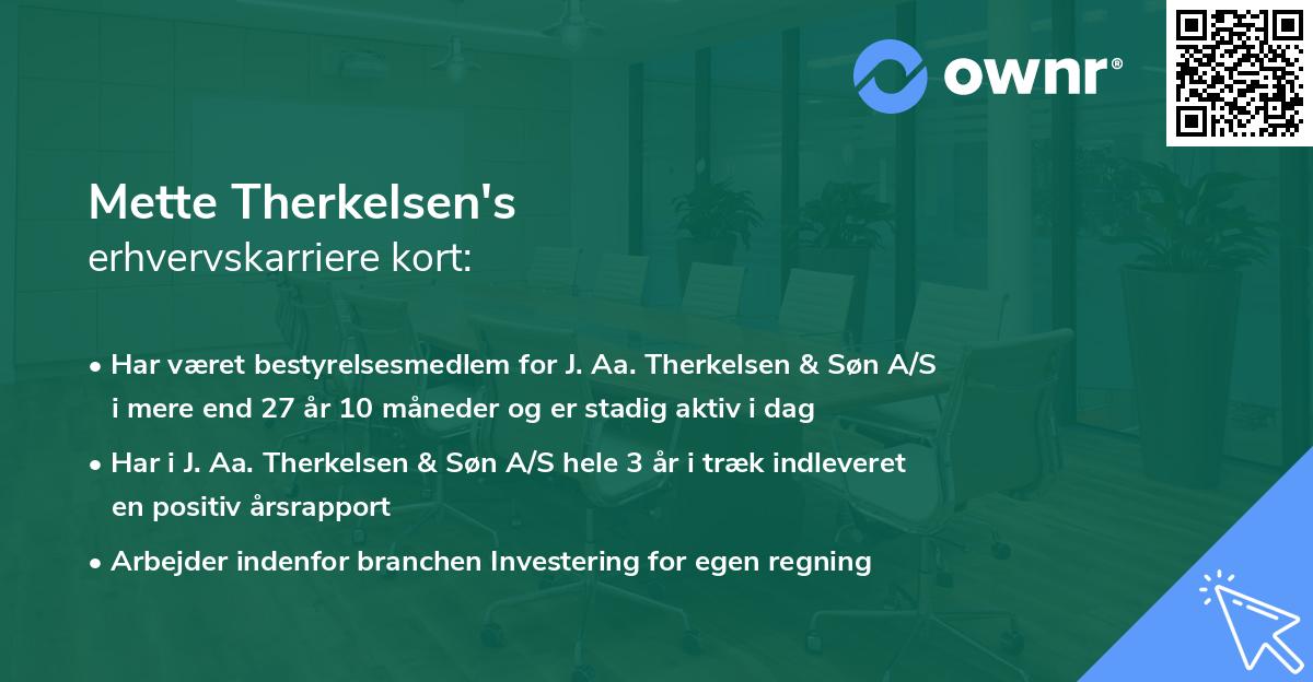 Mette Therkelsen's erhvervskarriere kort