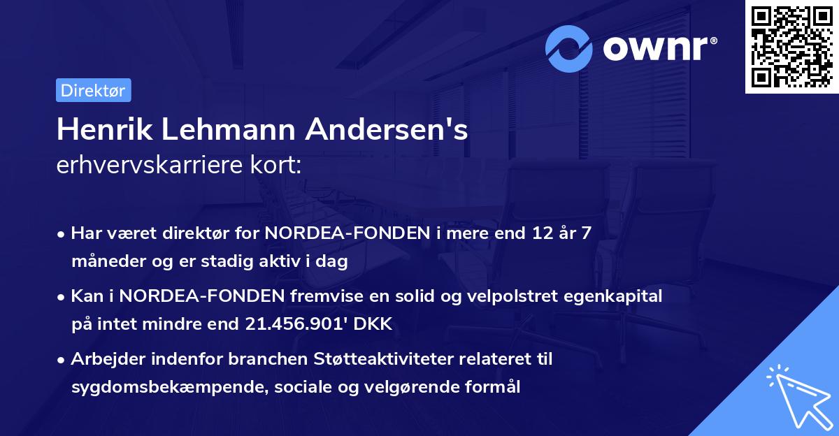 Henrik Lehmann Andersen's erhvervskarriere kort