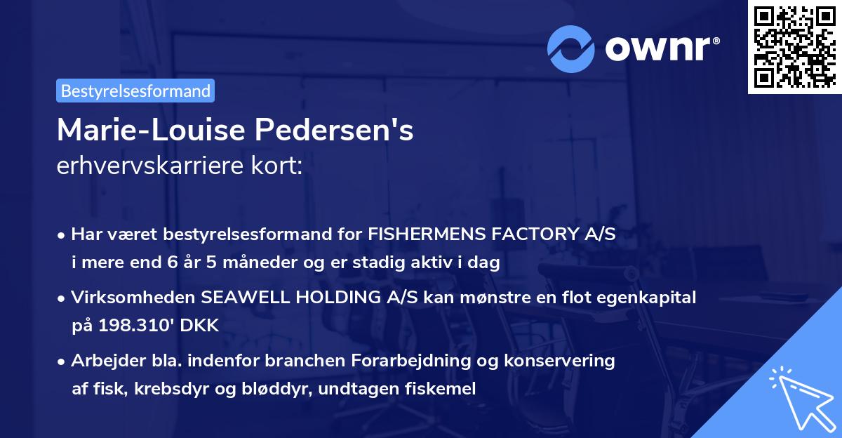 Marie-Louise Pedersen's erhvervskarriere kort