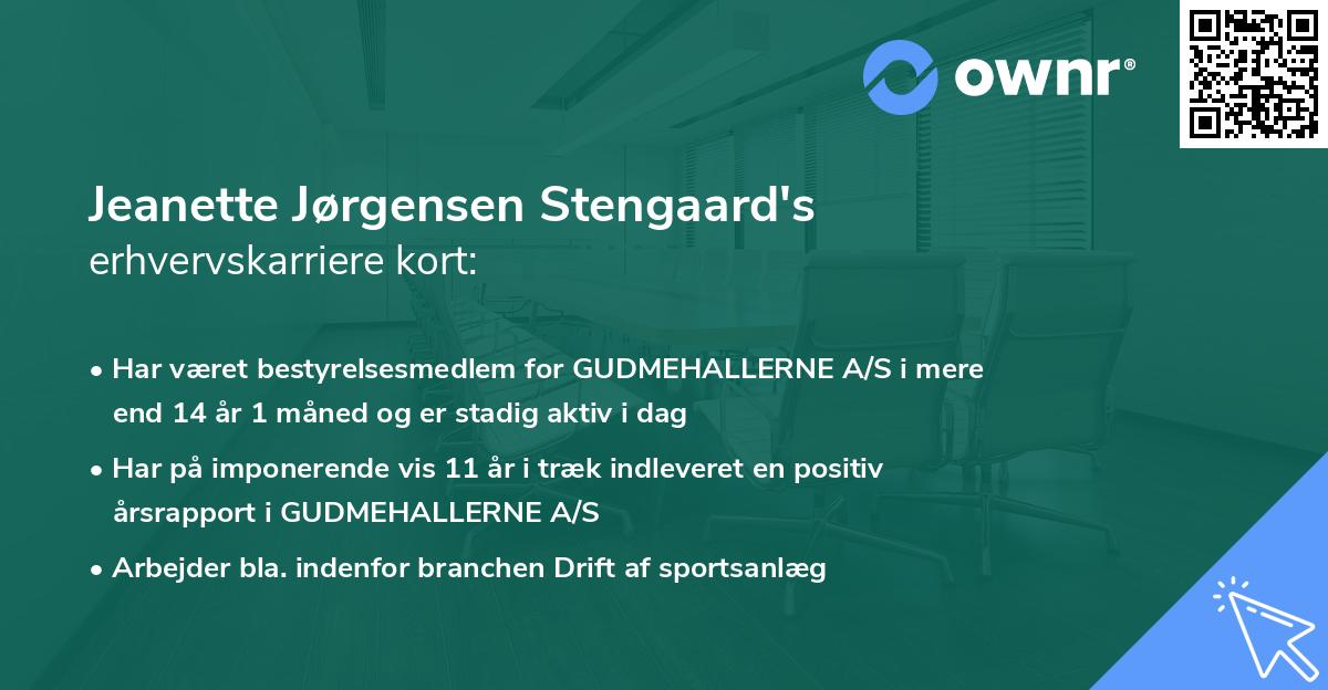 Jeanette Jørgensen Stengaard's erhvervskarriere kort