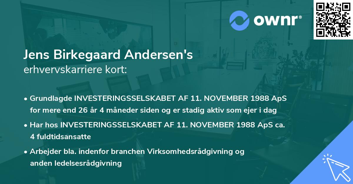 Jens Birkegaard Andersen's erhvervskarriere kort
