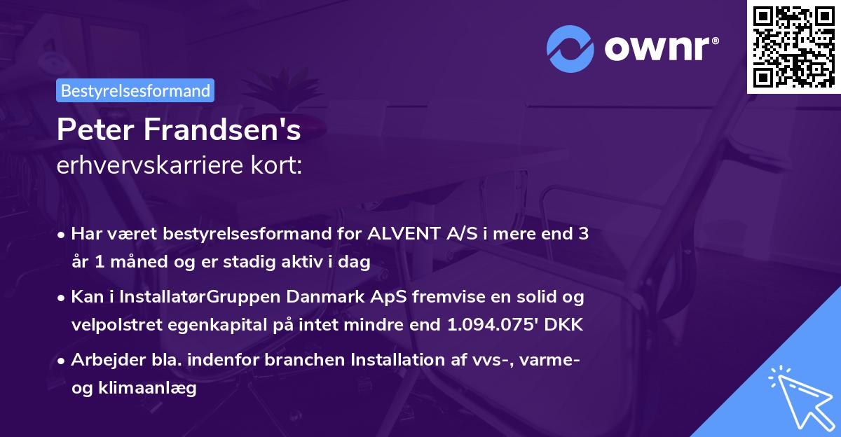 Peter Frandsen's erhvervskarriere kort
