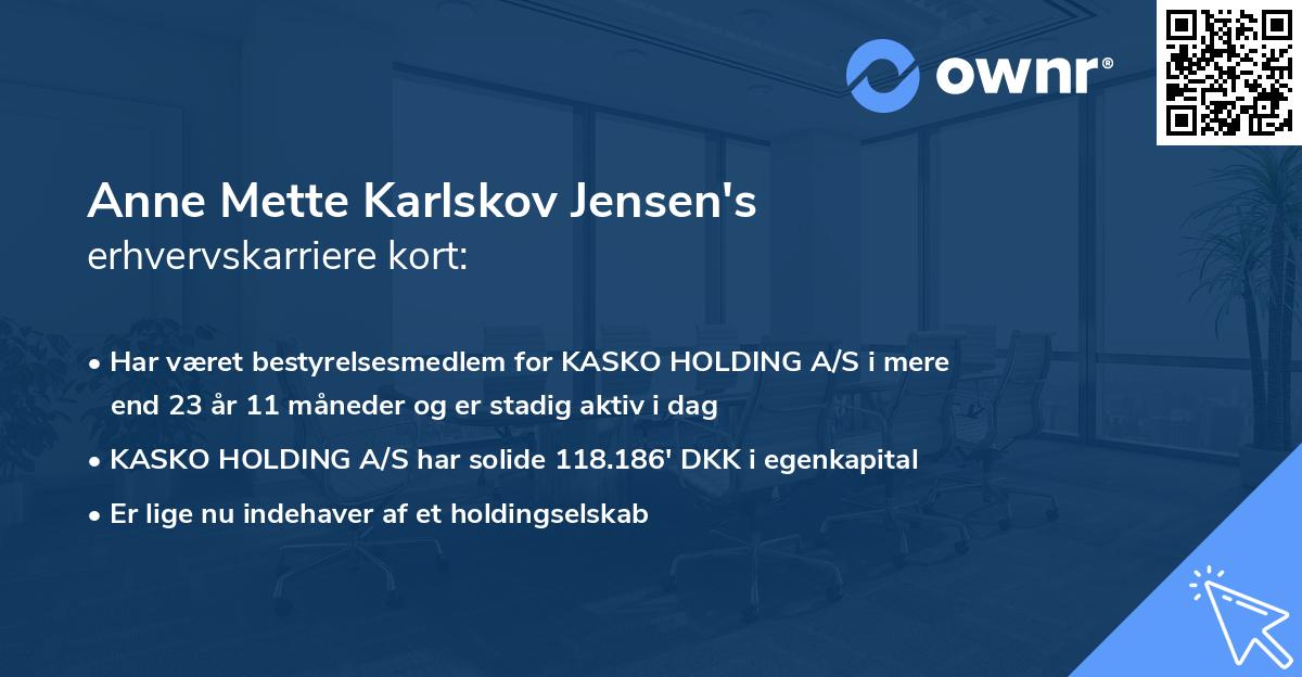 Anne Mette Karlskov Jensen's erhvervskarriere kort