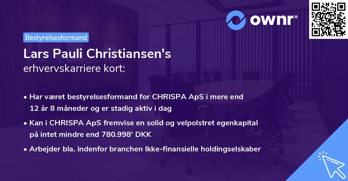 Lars Pauli Christiansen's erhvervskarriere kort