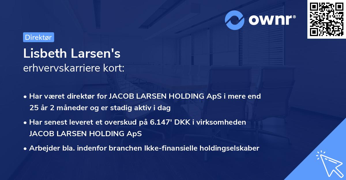 Lisbeth Larsen's erhvervskarriere kort