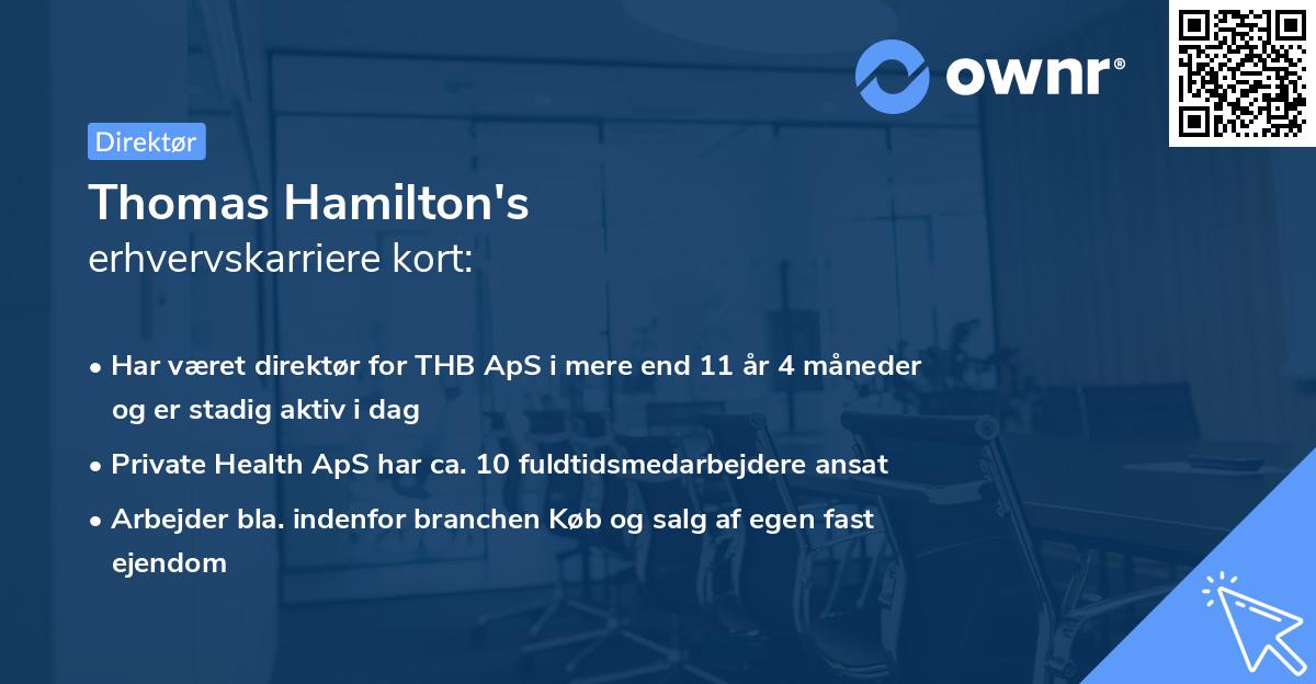 Thomas Hamilton's erhvervskarriere kort