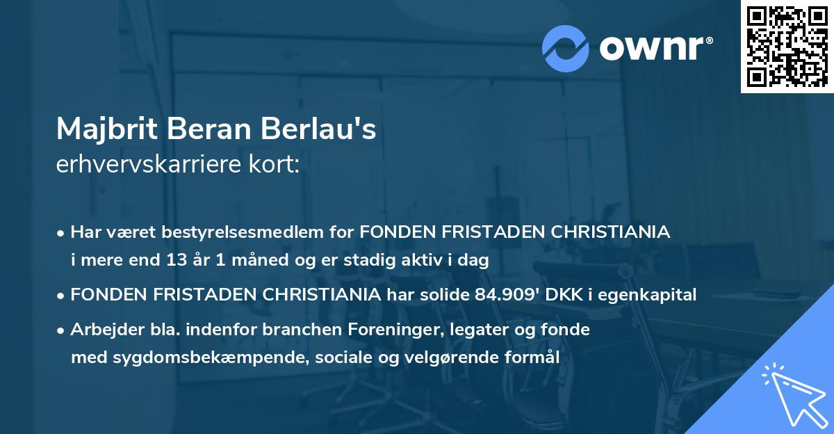 Majbrit Beran Berlau's erhvervskarriere kort