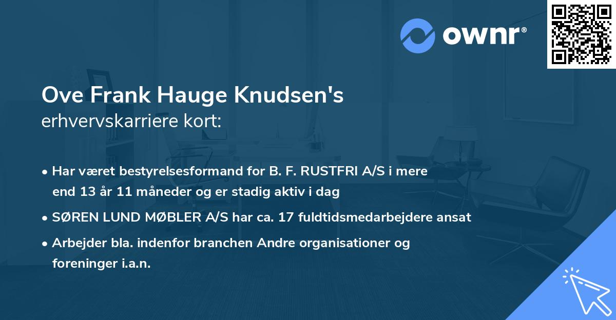 Ove Frank Hauge Knudsen's erhvervskarriere kort