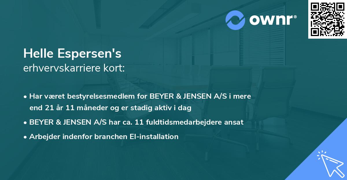 Helle Espersen's erhvervskarriere kort